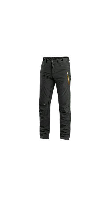 Kelnės AKRON Softshell, juodos/hi-vis