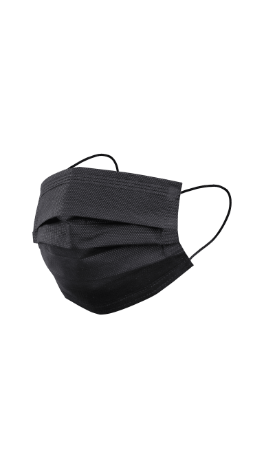 Vienkartinė kaukė FACE MASK, 3 sluoksnių, juoda (50 vnt.)
